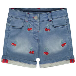 Σορτς denim με κεντήματα κεράσια για bebe κορίτσι  Main Σορτς denim με κεντήματα κεράσια για bebe κορίτσι