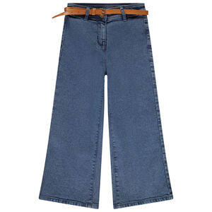 Φαρδιά τζιν παντελόνι με ζώνη για κορίτσι 