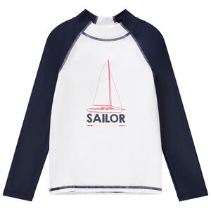 "Μπλούζα μακρυμάνικη anti-UV SPF 50+ με σχέδιο ιστιοφόρο για αγόρι" 