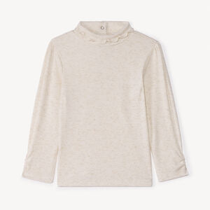 Sous-pull côtelé et scintillant à col roulé pour bébé fille 