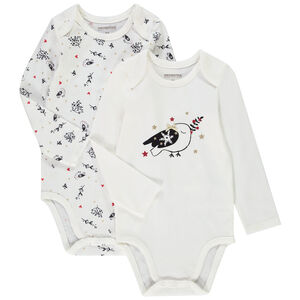 Lot de 2 bodies en jersey print oiseaux pour bébé fille Main Lot de 2 bodies en jersey print oiseaux pour bébé fille
