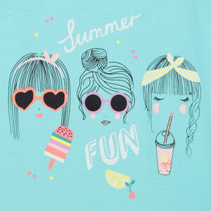 Αμάνικο μπλουζάκι από βαμβάκι με εκτύπωση για κορίτσι 