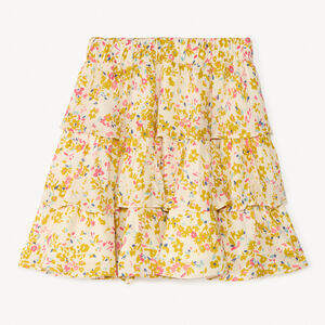 Φούστα με φούλες και τσαλακωμένο εφέ με λουλουδάτο σχέδιο για κορίτσι 