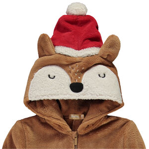 Σουρπυτζάμα σε sherpa με παιχνιδιάρικη κουκούλα για αγόρι 