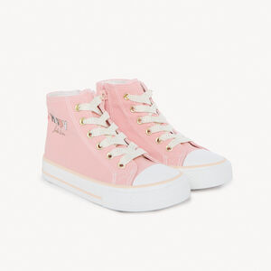 Αθλητικά παπούτσια πάνινα ψηλά με φερμουάρ και φαντεζί κορδόνια για κορίτσι 