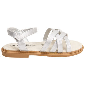 Ασημένιες σανδάλια με σταυρωτά λουριά για κορίτσι 