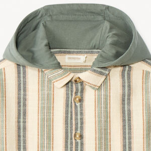 Πάνινο ριγέ υπερπουκάμισο με κουκούλα για αγόρι 