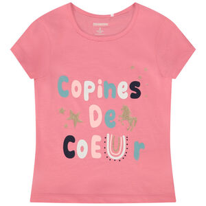 T-shirt κοντομάνικο με φαντεζί σχέδιο για κορίτσι 