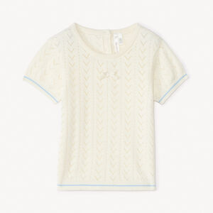 Πουλόβερ κοντομάνικο από πλεκτό ημιδιαφανές για κορίτσι μωρού 