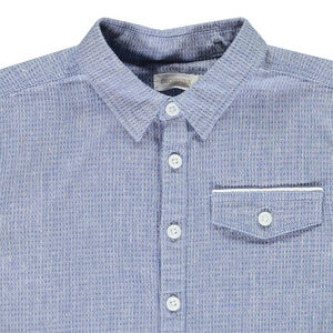 Πουκάμισο κοντομάνικο μονόχρωμο από υφασμάτινο σχέδιο για αγόρι 