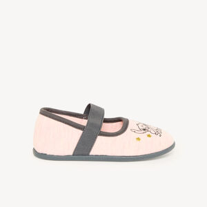 Βρεφικά παπουτσάκια μπαλαρίνας από jersey ροζ chiné με λάστιχο και σχέδιο Stitch Disney για κορίτσι 
