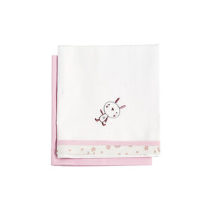 Parure de lit en coton 2 pièces drap-housse et serviette 80 × 110 cm broderie « Fly Me » – Rose 