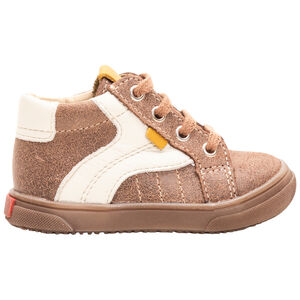 Δερμάτινα μποτάκια με αντίθεση και κορδόνια  