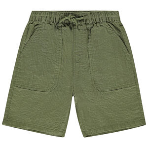 Βερμούδα από υφασμάτινο μονόχρωμο με ριγωτό σχέδιο για αγόρι 