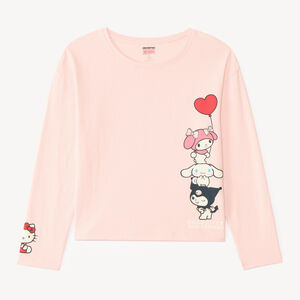 T-shirt fille à manches longues oversize avec imprimé Hello Kitty et ses amis. 