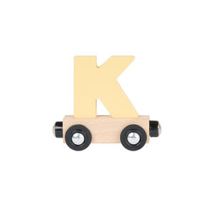 Ξύλινο βαγόνι με το γράμμα "K" - κίτρινο 