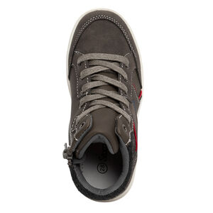 Γκρι μποτάκια με κορδόνια και φερμουάρ για αγόρι 