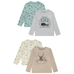 Lot de 4 t-shirts manches longues en jersey imprimé montagnes pour garçon Main Lot de 4 t-shirts manches longues en jersey imprimé montagnes pour garçon