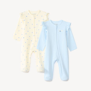 Lot de 2 dors-bien bébé fille en molleton zippés à volants 