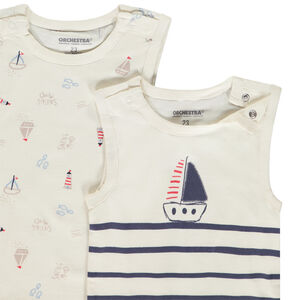 Σετ από 5 αμάνικα μπλουζάκια με σχέδιο καραβάκι για μωρό αγόρι 