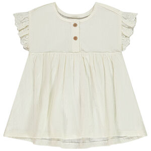 Τουνίκ με κοντά μανίκια, κεντημένα, σε εφέ τσαλακωμένο για μωρό κορίτσι 