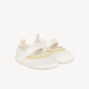 "Γιορτινά παπούτσια από σατέν με κέντημα για μωρό κορίτσι" 