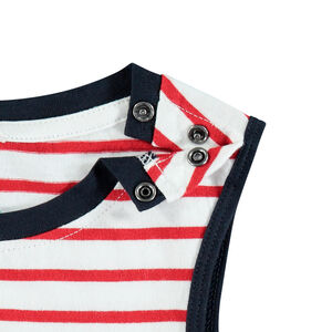 Αμάνικο μπλουζάκι με οργανικό βαμβάκι ριγέ σχέδιο Smiley 