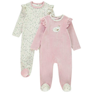 Σετ 2 βελουτέ φορμάκια με σχέδιο πουλιών για κορίτσι με διαφορετικές ανοίξεις ανάλογα με την ηλικία 