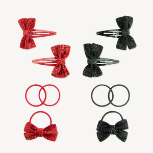Lot de 4 barrettes nœud et 6 élastiques pour fille 