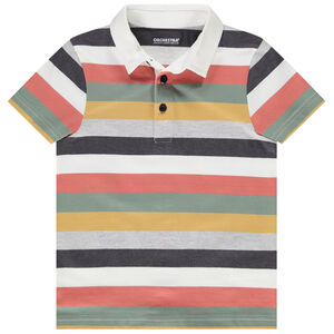 Polo κοντομάνικο ριγέ σε twill βαμβακερό για αγόρι Main Polo κοντομάνικο ριγέ σε twill βαμβακερό για αγόρι