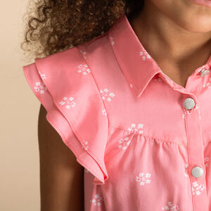 Φόρεμα κοντομάνικο με floral σχέδιο για κορίτσι 