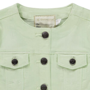 Ζακέτα από jean με στρογγυλό γιακά και τελείωμα με κρόσσια για κορίτσι 