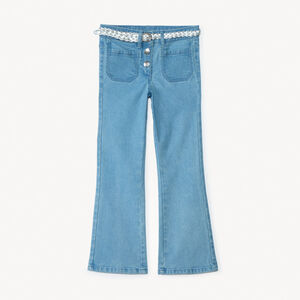 Τζιν καμπάνα με πλεκτή ζώνη για κορίτσι 