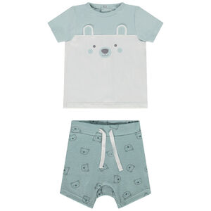 "Σέτ κοντό 2 τμχ. από σφουγγάρι με σχέδιο αρκουδάκι για μωρό αγόρι" 