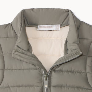 Αμάνικο μπουφάν από υφασμάτινο καπιτονέ μονόχρωμο για bebe αγόρι 