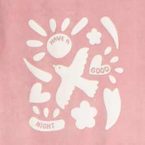 Σετ πιτζάμα βελούδο με μονόχρωμο τύπωμα για κορίτσι 