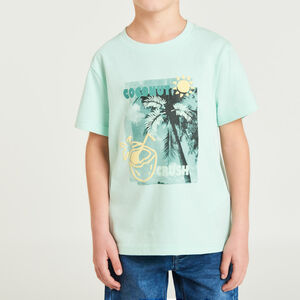 T-shirt με κοντά μανίκια με φωτογραφική εκτύπωση παραλίας για αγόρι 