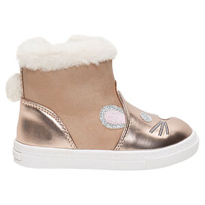 Μπότες 1/2 bi-matière με ζωάκια και κολάρο με ψεύτικη γούνα 