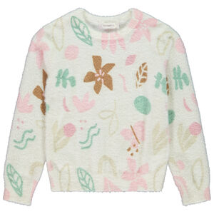 Κοντό πουλόβερ πλεκτό με floral σχέδιο για κορίτσι 