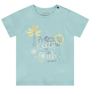 T-shirt από jersey με σχέδιο ζώου και ανάγλυφο μήνυμα για μωρό αγόρι 