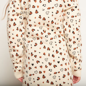 Πλεκτό φόρεμα με μακριά μανίκια και λεοπάρ σχέδιο για κορίτσι 