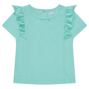 Κοντομάνικη μπλούζα από ζέρσεϊ με βολάν 