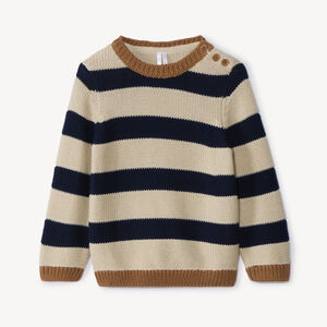 Pull manches longues en tricot à rayures pour bébé garçon  Main Pull manches longues en tricot à rayures pour bébé garçon
