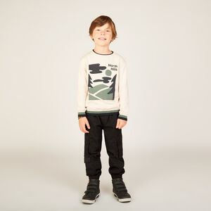 Pantalon en serge style cargo uni doublé pour garçon 