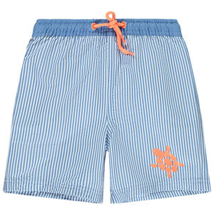 Μπλε ριγέ σορτς μπάνιου από seersucker για bebe αγόρι 
