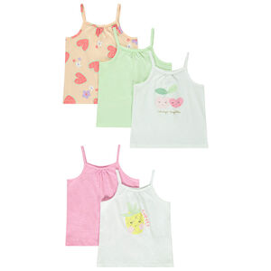 Σετ 5 αμάνικων μπλουζών jersey με φαντεζί σχέδια για bebe κορίτσι 