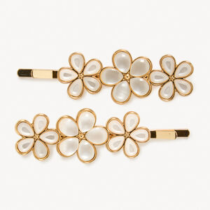 Lot de 2 barrettes fleurs effet nacré pour fille 
