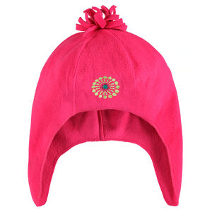 Bonnet cache-oreilles micropolaire avec broderie et pompon 