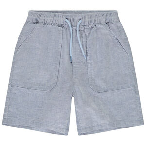 Βερμούδα από πάνινο ύφασμα με εφέ υφαντού για αγόρι μπλε 