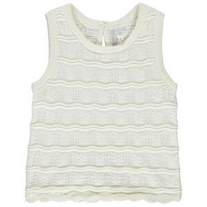 Αμάνικο μπλουζάκι από πλεκτό με σχέδιο αζούρ για bebe κορίτσι 